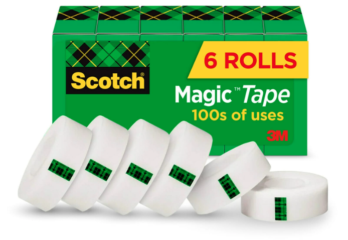 TAPE REFILL, INVISIBLE, SCOTCH MAGIC, WRITE-ON, MATTE FINISH, 3/4" X 22.2 YDS, 1" CORE, 6 ROLLS LARGE